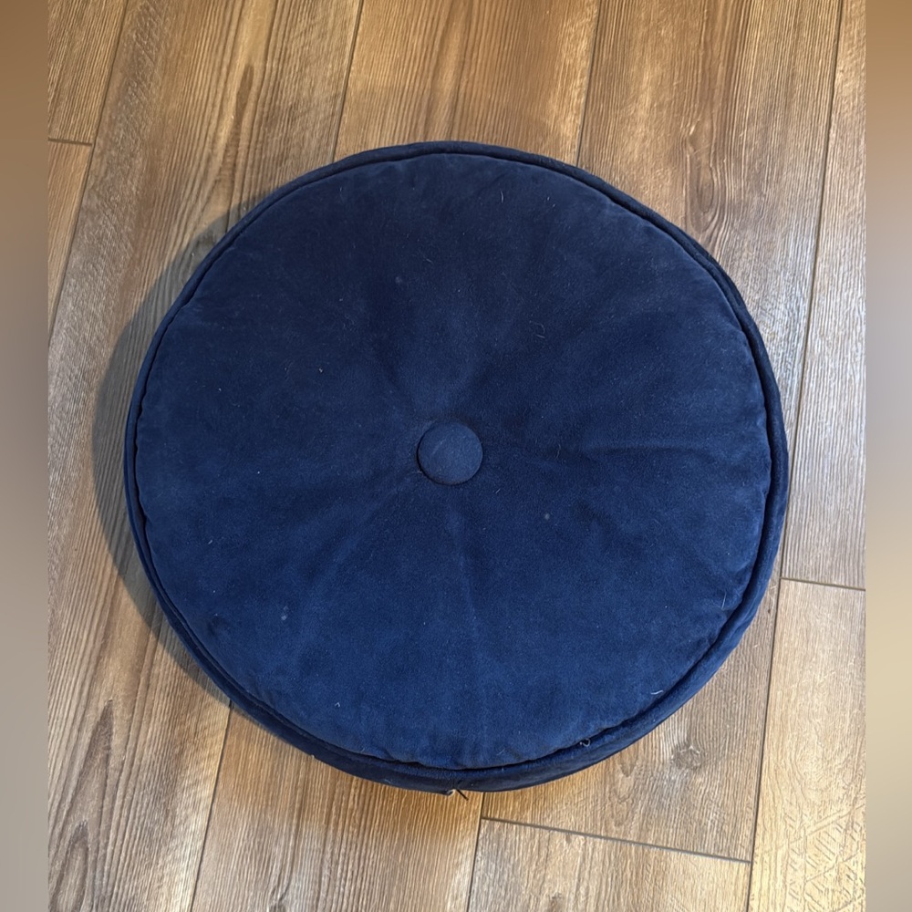 Basset Blue Velvet Throw Pillow with Down Filling